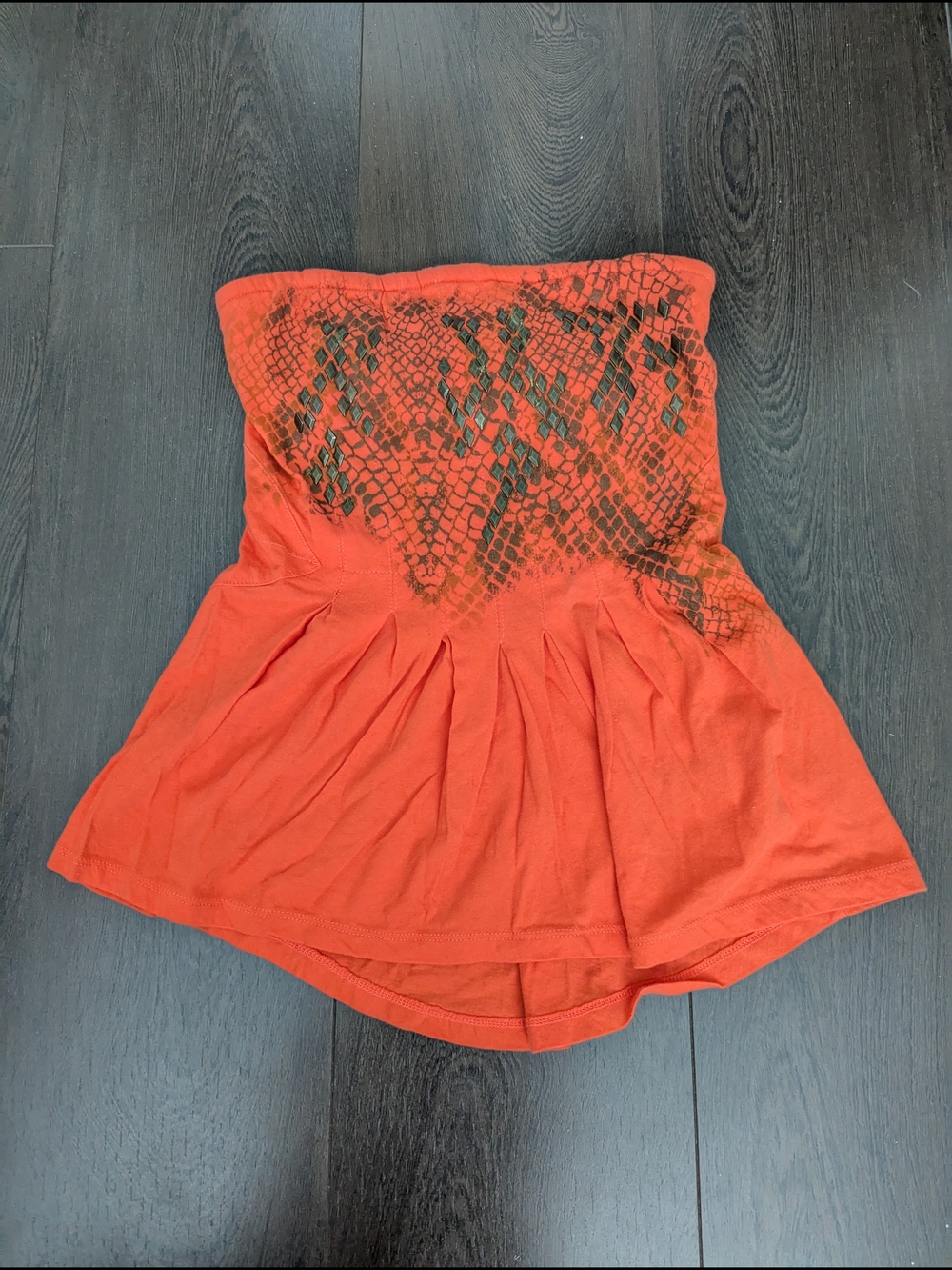 Guess Orange Strapless Top with Snake-Print Accents